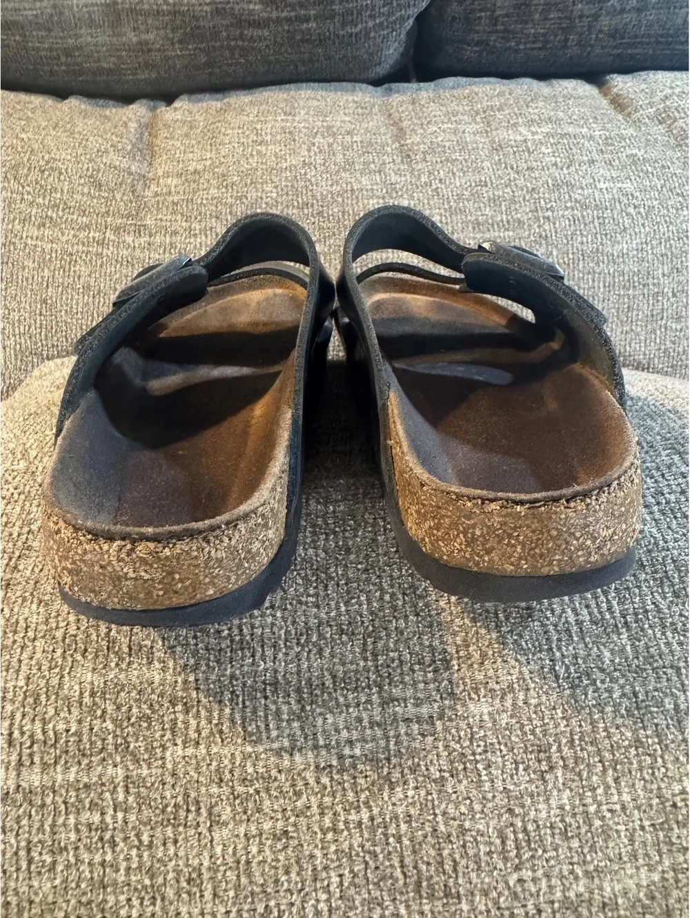 Birkenstock Arizona Two-Strap Leather Sandals - Black Metallic Women’s size 7